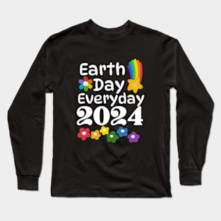 Teacher Earth day 2024 Everyday gift april 22 Rainbow Long Sleeve T-Shirt